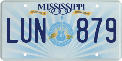 MS license plate LUN879