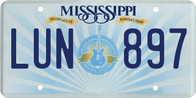 MS license plate LUN897