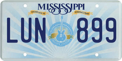 MS license plate LUN899