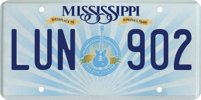 MS license plate LUN902