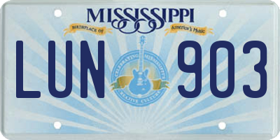 MS license plate LUN903