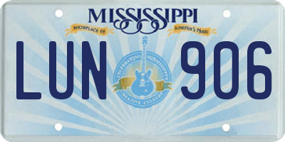 MS license plate LUN906