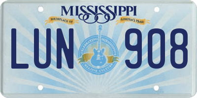 MS license plate LUN908
