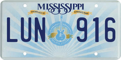 MS license plate LUN916