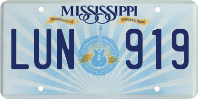 MS license plate LUN919