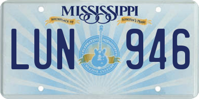 MS license plate LUN946