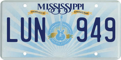 MS license plate LUN949