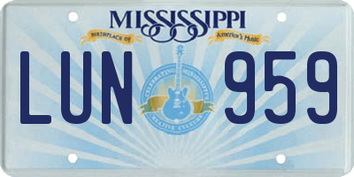 MS license plate LUN959