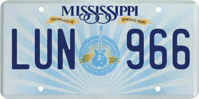 MS license plate LUN966