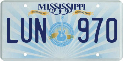 MS license plate LUN970