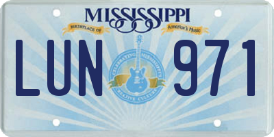 MS license plate LUN971