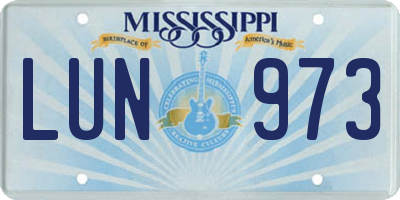 MS license plate LUN973
