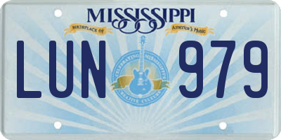 MS license plate LUN979