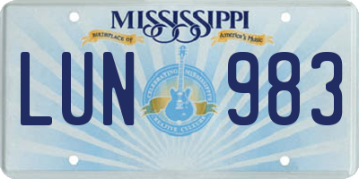 MS license plate LUN983