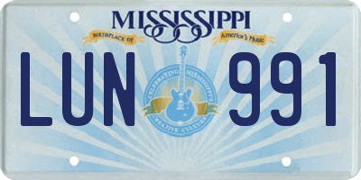 MS license plate LUN991