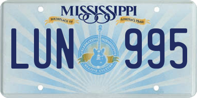 MS license plate LUN995