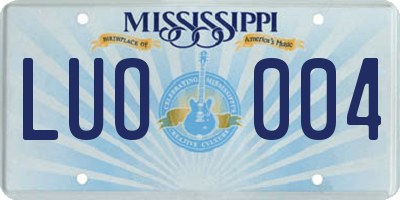 MS license plate LUO004