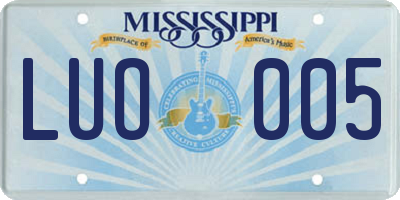 MS license plate LUO005