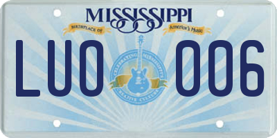 MS license plate LUO006