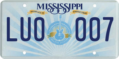 MS license plate LUO007