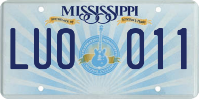 MS license plate LUO011