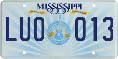 MS license plate LUO013