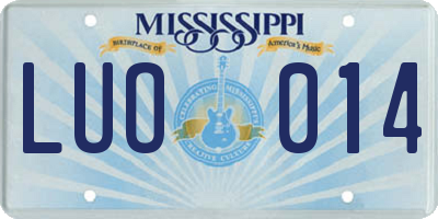 MS license plate LUO014
