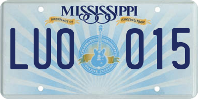 MS license plate LUO015