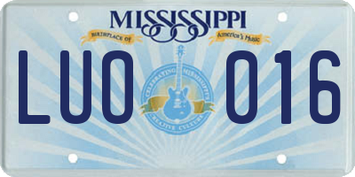 MS license plate LUO016