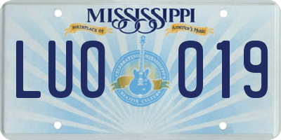 MS license plate LUO019
