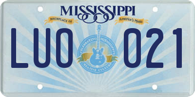 MS license plate LUO021
