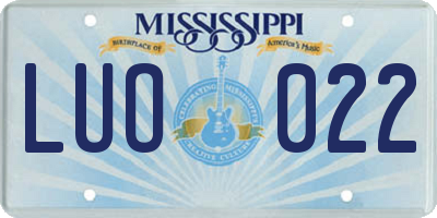MS license plate LUO022