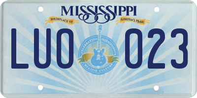 MS license plate LUO023