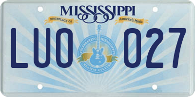 MS license plate LUO027