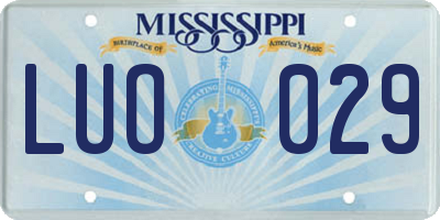 MS license plate LUO029