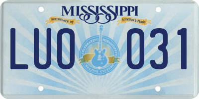 MS license plate LUO031