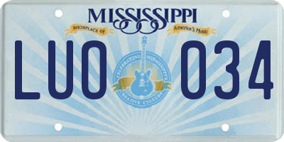 MS license plate LUO034