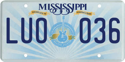MS license plate LUO036