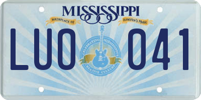 MS license plate LUO041