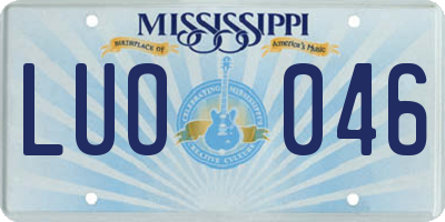 MS license plate LUO046