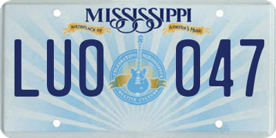 MS license plate LUO047