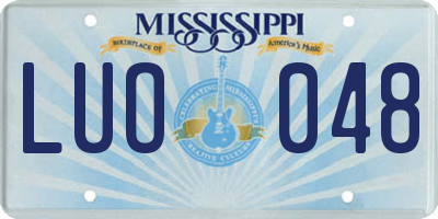 MS license plate LUO048