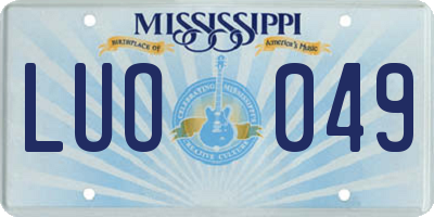 MS license plate LUO049