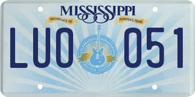 MS license plate LUO051