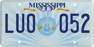 MS license plate LUO052