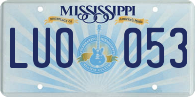 MS license plate LUO053