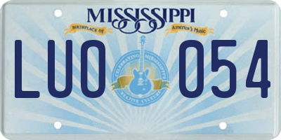 MS license plate LUO054