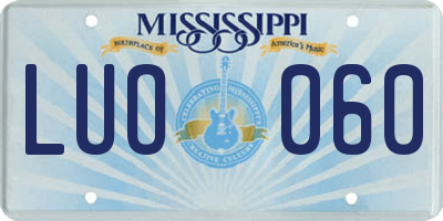 MS license plate LUO060