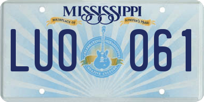 MS license plate LUO061