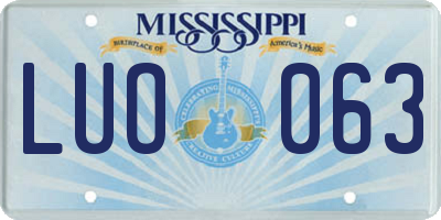 MS license plate LUO063
